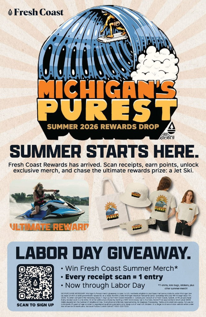Michigan's Purest Summer 2026 Rewards Drop — Labor Day giveaway official rules poster